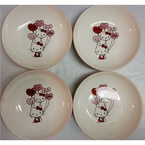 4x Hello Kitty 9" Ceramic Valentine Bowl Love Balloons Cereal Pasta Noodle 2022